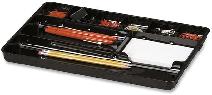 Rubbermaid Regeneration 9-Section Drawer Organizer, Plastic, 14 x 9.125 x 1.125 Inches, Black (45706)