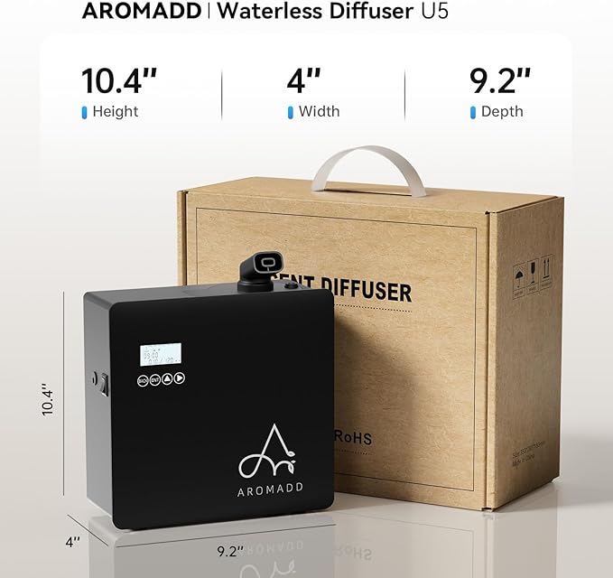 2025 Upgraded 3500 Sq.Ft Smart Scent Machine - HVAC System, Whole House Aroma & Hotel Collection Diffuser, Waterless Essential Oil Diffuser for Home, Office, 600ML Capacity, Cold Air Tech (Black)