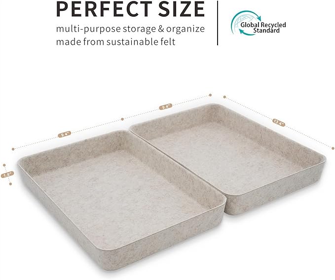 Welaxy 2-piece Office desk drawer organizer tray letter-size documents paper book file Folder Holder Scandinavian-chic storage bin hygge design sleek minimalist gifts idea storage bins (Oatmeal)