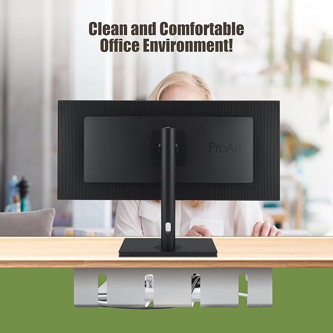 Desktop Metal Cable Management Tray 40x10x11cm - Multipurpose, Movable, No-Assembly Organizer - Modern Minimalist for Office Desks