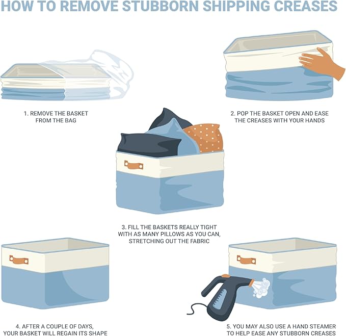 OrganiHaus Extra Large Fabric Storage Baskets for Shelves 3 Pack, 16x13in Closet Storage Bins for Shelves, Canvas Baskets for Organizing, Linen Closet Organizers, Cloth Basket, Gray/Off-White