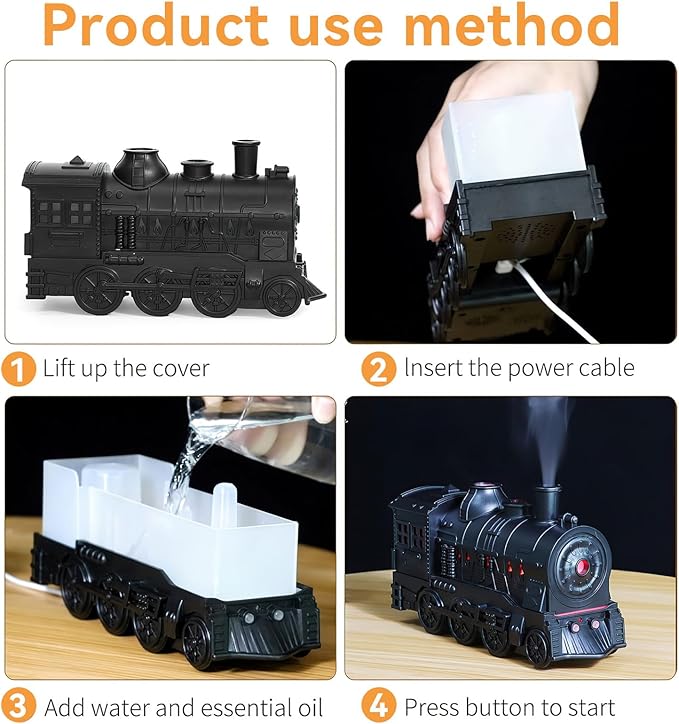 Train Diffusers for Essential Oils,300ml Magic Train Diffuser, Large Room Remote Control Aromatherapy Diffuser, Ultrasonic Cool Mist Humidifier Auto Off for Office Bedroom
