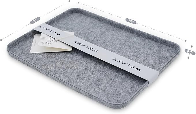 Welaxy Felt deep Storage Bins lidded Drawer Organizer Caddy for junk stuff stationery makeup jewelry closet bathroom minimalist lifestyle (Gray Lid, M)