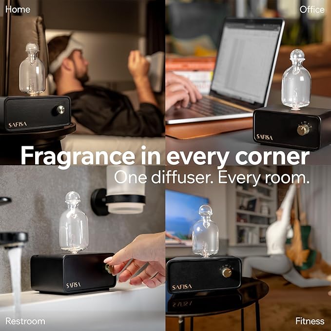 Waterless Essential Oil Diffuser, Scent Diffuser for Home, 700 Sq. Ft., Portable Waterless Diffuser, Nebulizing Cold Air Cordless Diffuser for Large Room, Rechargeable, Smart, Hotel-Style