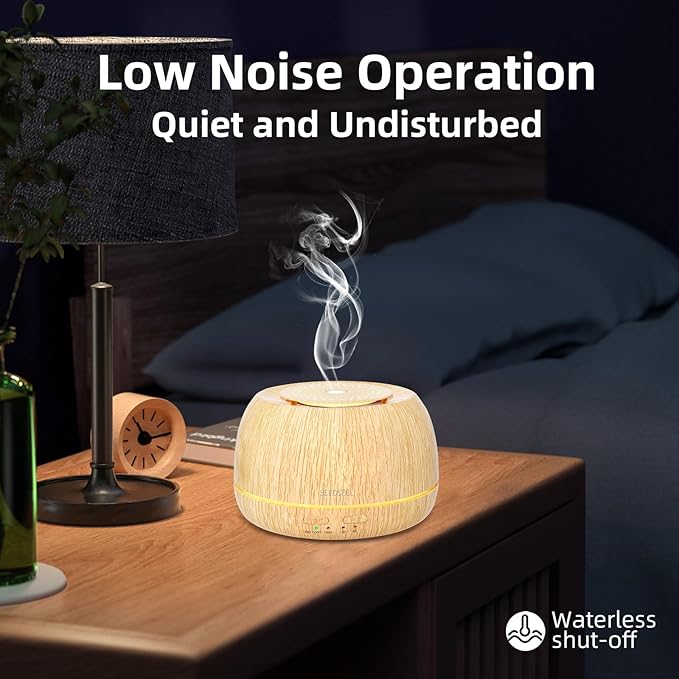 300ML Essential Oil Diffuser 8 Hours Run Time, Aromatherapy Diffuser with Remote Control,7-Color LED for Home