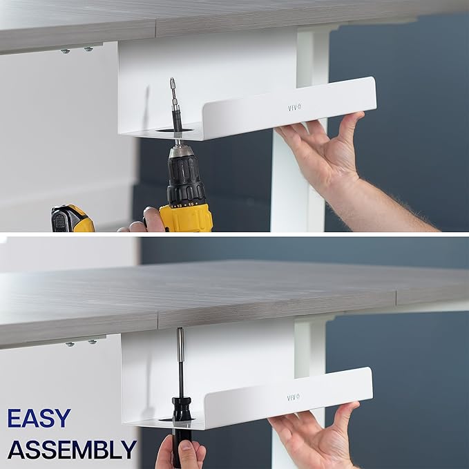 VIVO Under Desk 17 inch Extra Deep Cable Management Trays, Power Strip Holders, Cord Organizers, Wire Tamers for Office and Home, White, 2 Pack, DESK-AC16-2CW