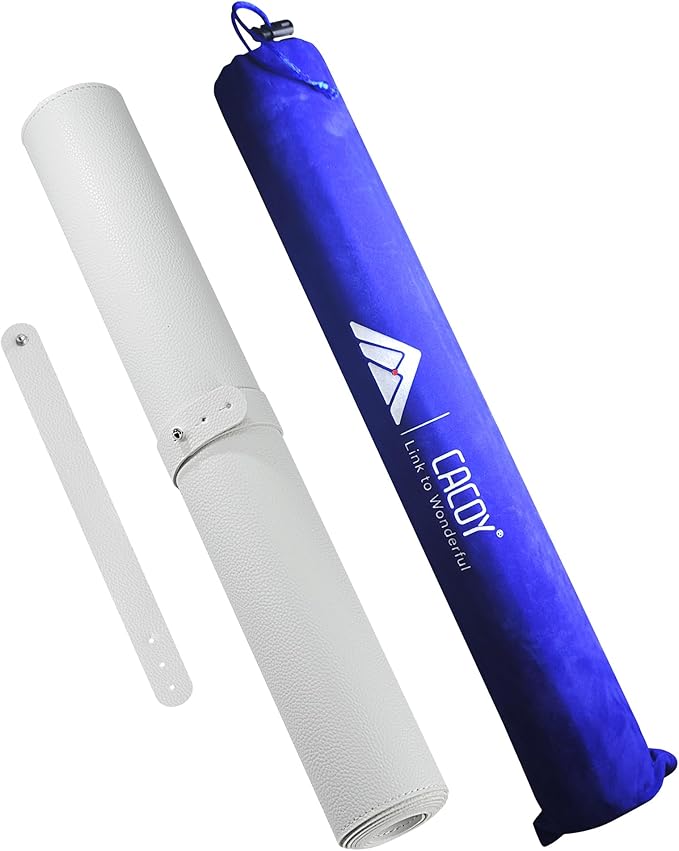 Cacoy 40" x 24" Leather Desk Pad Protector, Large Desk Mats on Top of Desks, Waterproof Computer Desk Mat XXL Keyboard Mouse Pad for Office and Home (White)