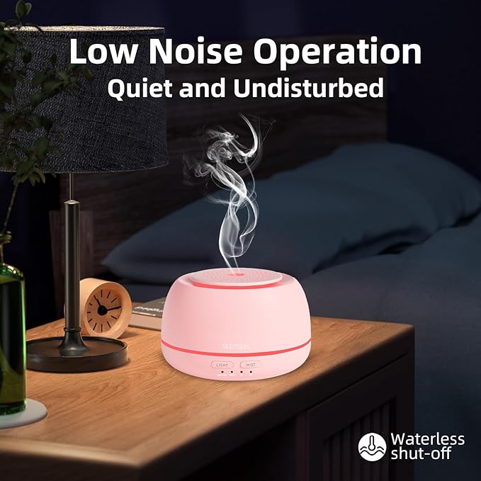 300ML Essential Oil Diffuser with 7 Color LED Light, Remote, 4 Timers, Auto-Off, Ultrasonic Aromatherapy Diffuser for Office, Bedroom, Yoga, Home