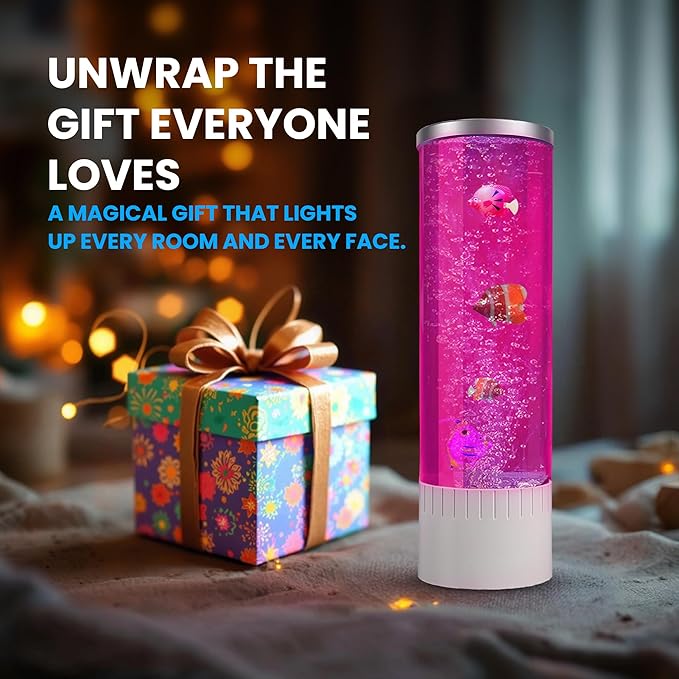 Brewish Bubble lamp | 7 Color Changing LED Lamps | Fake Aquarium Night Light | Artificial Fish Tank with Moving Fishes | Home Decor, Ideal Gift for Kids, Adults, Sensory Lights for Autism & ADHD