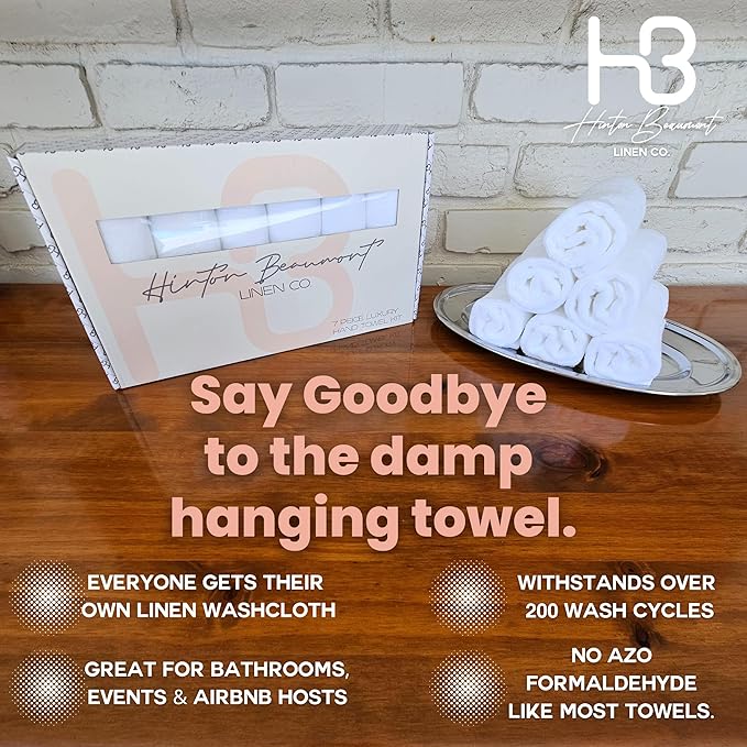Bathroom Hand Towel Set - Vanity Tray & (6) 12x12 Hotel wash Cloths - Powder Room Towels -Hand Drying Towels