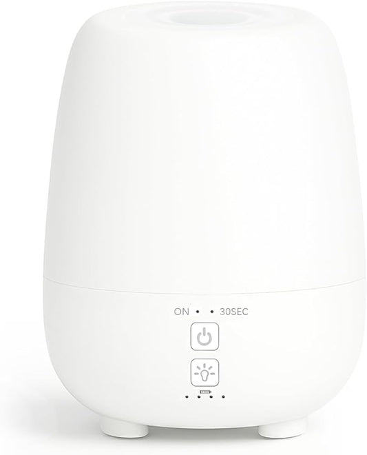 150ML Cordless Essential Oil Diffuser, Built-in 6000mAH Rechargeable Battery, 7 Hours Run Time, 7 Colors LED Light, Portable Aromatherapy Diffuser for Home, Outdoor, Travel (White)