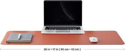 Cork Desk Mat - Dual-Sided Desk Pad for Office and Home - Desk Organization and Accessories - Ideal for Large Mouse Pad and Desk Mats on Top of Desks(Orange,36"x 17")