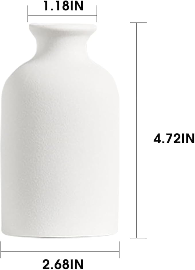 Modern White Small Ceramic Vase Set of 12 for Living Room Bedroom 4.72'' Minimalist Fresh Flower Vases for Home Decor Office Centerpieces Fireplace Nordic Style Gift for Fake Plant 12 Pack