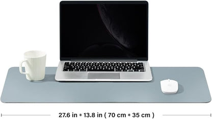 Leather Desk Mat - Non-Slip PU Desk Pad for Office and Home - Desk Organization and Accessories - Ideal for Large Mouse Pad and Desk Mats on Top of Desks (Light Blue,27.6"x 13.8")