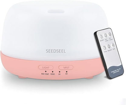 300ML Essential Oil Diffuser with Remote Control, Aromatherapy Diffuser with 7-Color Changing LED Light for Home,Bedroom, Office