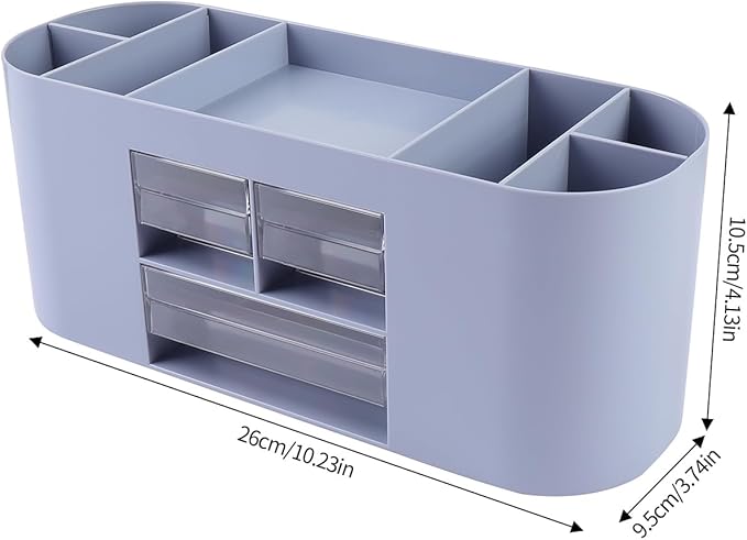 INSTOME Pencil Pen Holder for Desk with 3 Drawers - All-In-One Desk Organizer - Perfect Desk Accessories for Office Use - Stylish & Convenient Desk Organizers and Accessories (Blue)