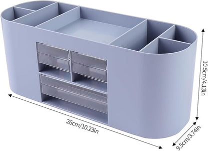 INSTOME Pencil Pen Holder for Desk with 3 Drawers - All-In-One Desk Organizer - Perfect Desk Accessories for Office Use - Stylish & Convenient Desk Organizers and Accessories (Blue)