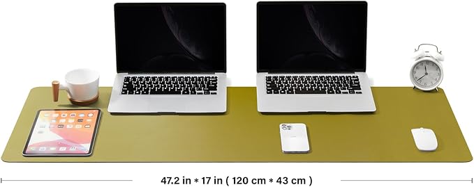 Large Desk Mat - 47.2"x 17" Non-Slip PU Desk Pad for Office and Home - Ideal for Large Mouse Pad and Desk Mats on Top of Desks(Olive Green)