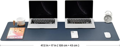 Large Cork Desk Mat - 47.2"x 17" Desk Pad for Office and Home - Ideal for Large Mouse Pad and Desk Mats on Top of Desks(Dark Blue)