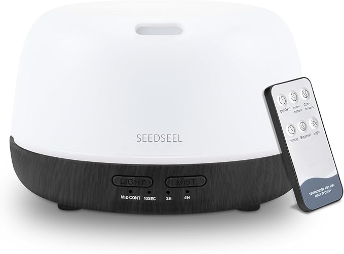 300ML Essential Oil Diffuser with Remote Control, Aromatherapy Diffuser with 7-Color Changing LED Light for Small Rooms, Bedroom, and Home