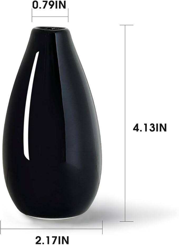 Modern Black Small Ceramic Vase Set of 16 for Living Room Bedroom 4.13'' Minimalist Fresh Flower Vases for Home Decor Office Fireplace Centerpieces Nordic Style Gift for Fake Plant 16 Pack
