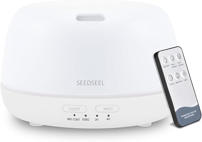 300ML Essential Oil Diffuser with Remote Control, Aromatherapy Diffuser with 7-Color Changing LED Light for Small Rooms, Office, and Home