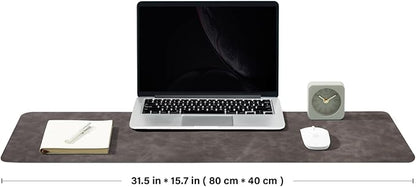 Distressed Leather Desk Mat - Non-Slip PU Desk Pad for Office and Home - Desk Organization and Accessories - Ideal for Large Mouse Pad and Desk Mats on Top of Desks(Slate Gray,31.5"x 15.7")