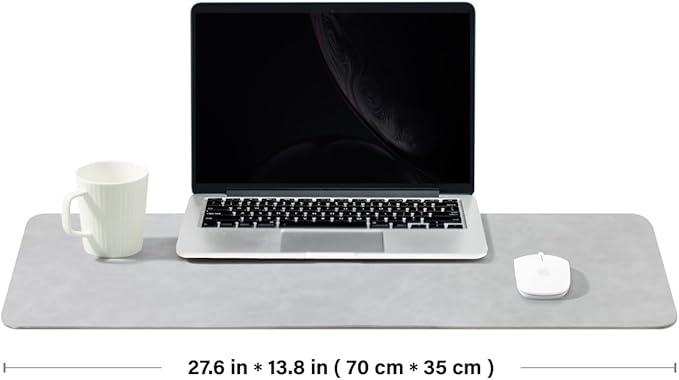 Distressed Leather Desk Mat - Non-Slip PU Desk Pad for Office and Home - Desk Organization and Accessories - Ideal for Large Mouse Pad and Desk Mats on Top of Desks(Ash Gray,27.6"x 13.8")