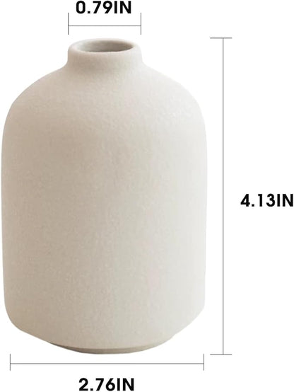 Modern White Small Ceramic Vase Set of 6 for Living Room Bedroom 4.13'' Minimalist Fresh Flower Vases for Home Decor Office Fireplace Centerpieces Nordic Style Gift for Fake Plant 6 Pack