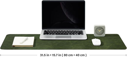 Distressed Leather Desk Mat - Non-Slip PU Desk Pad for Office and Home - Desk Organization and Accessories - Ideal for Large Mouse Pad and Desk Mats on Top of Desks(Forest Green,31.5"x 15.7")