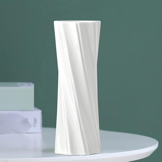Ceramic Vase, 8" H, Artistic Flower Vase Classic Style for Fireplace Bedroom Kitchen Living Room Centerpieces Office Desk, Fit for Holding Dried Flowers, Artificial Flowers, Floral Arrangement