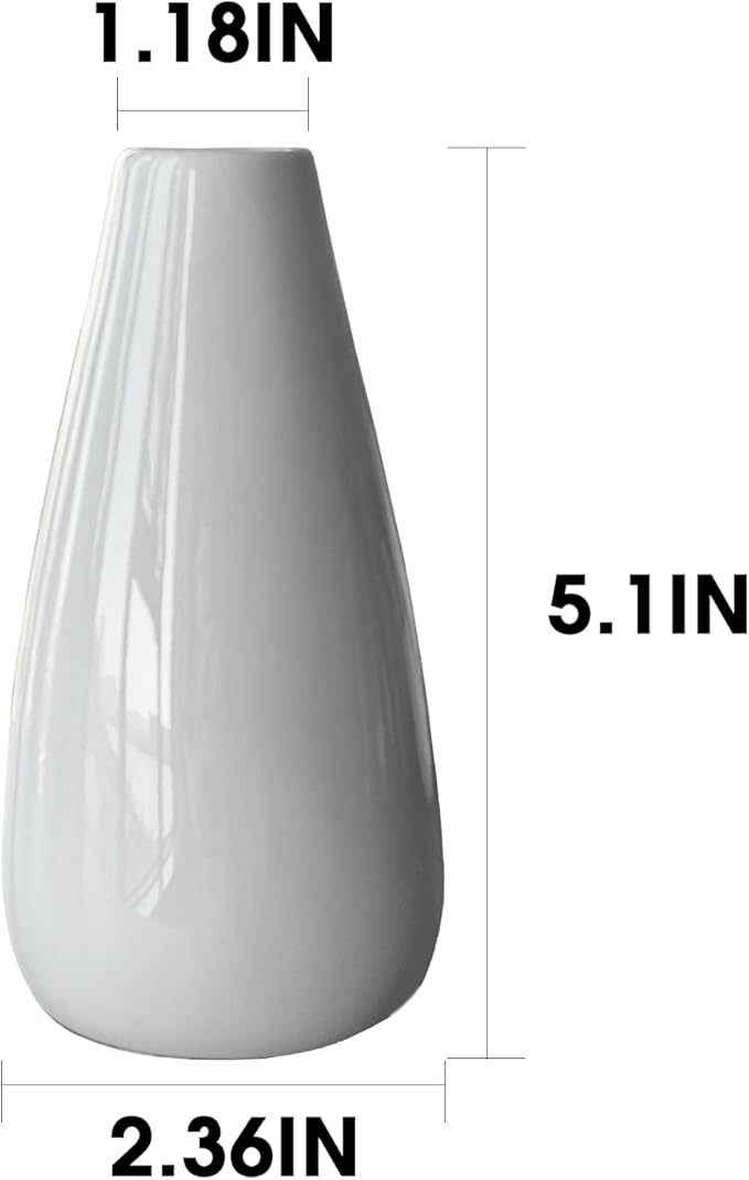 Modern White Ceramic Vase Set of 16 for Living Room Bedroom 5.1'' Minimalist Fresh Flower Vases for Home Decor Office Fireplace Centerpieces Nordic Style Gift for Fake Plant 16 Pack