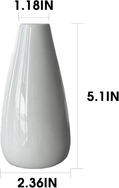 Modern White Ceramic Vase Set of 16 for Living Room Bedroom 5.1'' Minimalist Fresh Flower Vases for Home Decor Office Fireplace Centerpieces Nordic Style Gift for Fake Plant 16 Pack