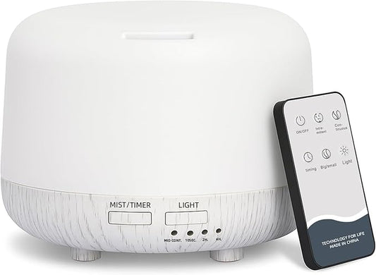 300ML Essential Oil Diffuser, Cool Mist Air Aromatherapy Oil Diffuser with Remote Control, 8 Hour Quiet Home Diffuser, 7 LED Light Colors, Timer,for Small Rooms Bedrooms.