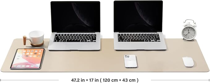 Large Desk Mat - 47.2"x 17" Non-Slip PU Desk Pad for Office and Home - Ideal for Large Mouse Pad and Desk Mats on Top of Desks(Champagne Gold)