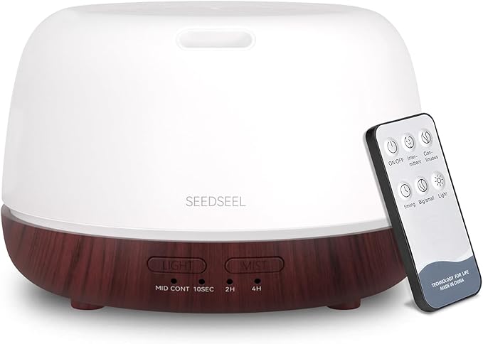 300ML Essential Oil Diffuser,Aromatherapy Diffuser with Remote Control, 7-Color LED Light and 4 Timers,Quiet Auto-Off for Bedroom, Home,Office