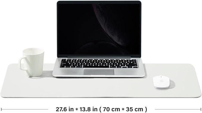 Cork Desk Mat - Dual-Sided Desk Pad for Office and Home - Desk Organization and Accessories - Ideal for Large Mouse Pad and Desk Mats on Top of Desks(White,27.6"x 13.8")