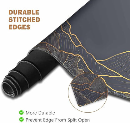 ToLuLu Extended Gaming Mouse Pad, Memory Foam Ergonomic Keyboard Mouse Wrist Rest Support Set, Large Desk Mat with Stitched Edges, Non-Slip Base Mousepad for Home Office and Game, Golden Mountain