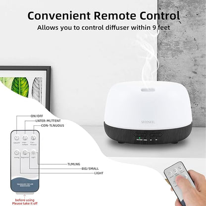 300ML Essential Oil Diffuser with Remote Control, Aromatherapy Diffuser with 7-Color Changing LED Light for Small Rooms, Bedroom, and Home