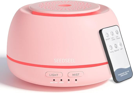 300ML Essential Oil Diffuser with 7 Color LED Light, Remote, 4 Timers, Auto-Off, Ultrasonic Aromatherapy Diffuser for Office, Bedroom, Yoga, Home