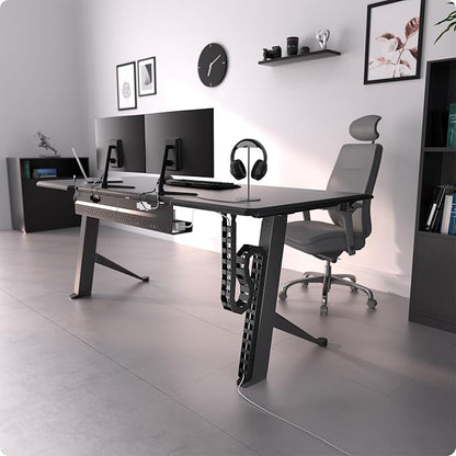 Under Desk Cable Management Vertebrae - Perfect for Sit Stand Desk - Wire Management - Adjustable Length - Flexible Cable Spine - Black, 133 cm