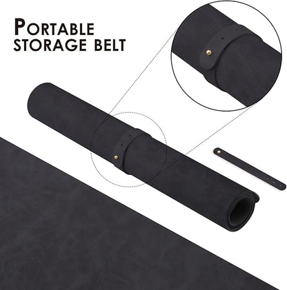 Distressed Leather Desk Mat - Non-Slip PU Desk Pad for Office and Home - Desk Organization and Accessories - Ideal for Large Mouse Pad and Desk Mats on Top of Desks(Charcoal Black,36"x 17")