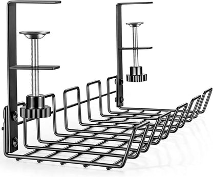 Under Desk Cable Management Tray Organizer for Cord Wire Desk Table Rack No Drill Installation for Home Office Workstation PC Computer Desktop Laptop