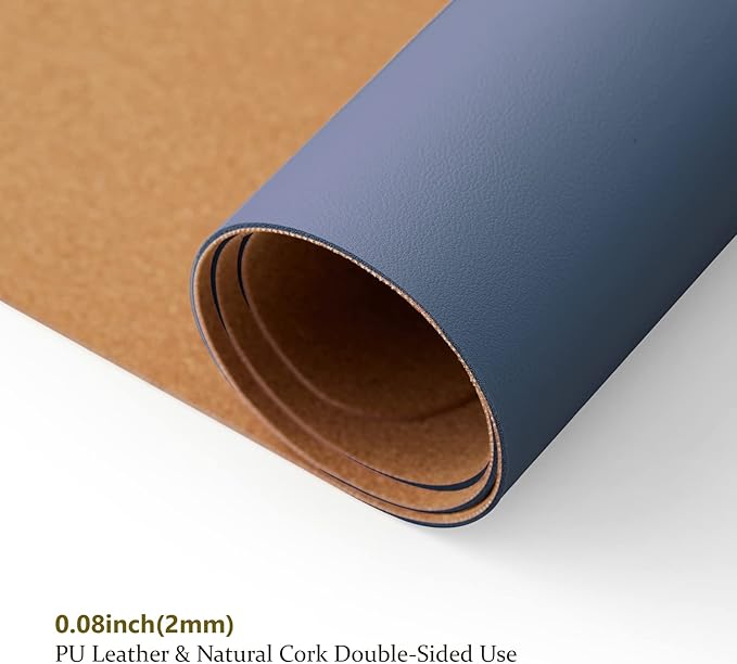 Cork Desk Mat - Small Dual-Sided Desk Pad for Office and Home - Desk Organization and Accessories - Ideal for Large Mouse Pad and Small Desk Mats on Top of Desks(Dark Blue,23.6"x 13.8")