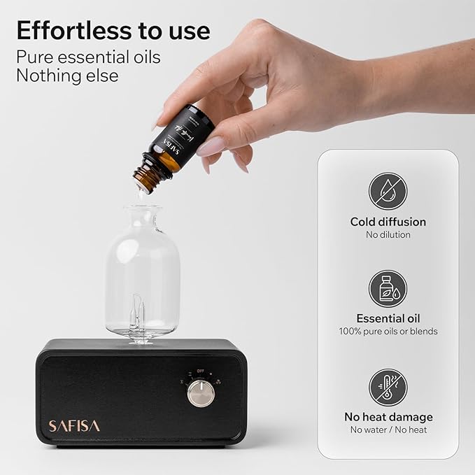 Waterless Essential Oil Diffuser, Scent Diffuser for Home, 700 Sq. Ft., Portable Waterless Diffuser, Nebulizing Cold Air Cordless Diffuser for Large Room, Rechargeable, Smart, Hotel-Style