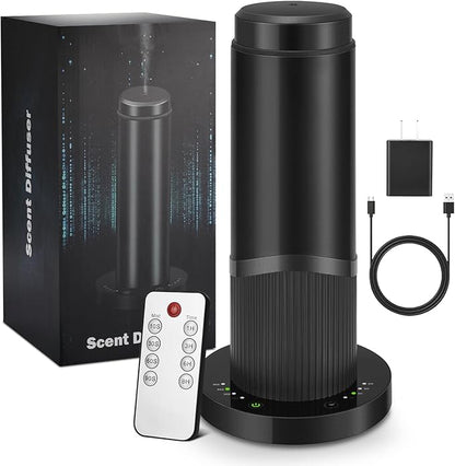 Waterless Scent Essential Oil Diffuser for Hotel,Whole House,Large Room, Office，Home，200ML Large Capacity, Covering 1500 Square feet (Black) (Black-PP)