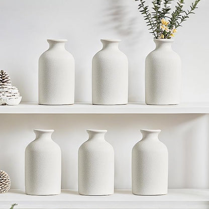 Modern White Small Ceramic Vase Set of 12 for Living Room Bedroom 4.72'' Minimalist Fresh Flower Vases for Home Decor Office Centerpieces Fireplace Nordic Style Gift for Fake Plant 12 Pack
