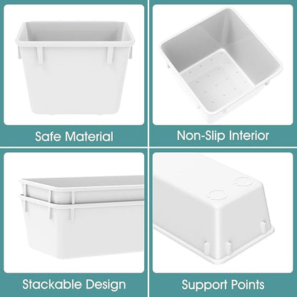 WOWBOX 25 PCS Plastic Drawer Organizer Set, 4 Sizes Desk Drawer Divider Organizers and Storage Bins for Makeup, Jewelry, Gadgets for Kitchen, Bedroom, Bathroom, Office, White