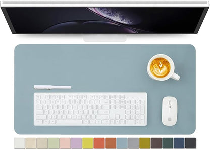 Leather Desk Mat - Non-Slip PU Desk Pad for Office and Home - Desk Organization and Accessories - Ideal for Large Mouse Pad and Desk Mats on Top of Desks (Light Blue,27.6"x 13.8")