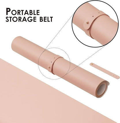 Leather Desk Mat - Non-Slip PU Desk Pad for Office and Home - Desk Organization and Accessories - Ideal for Large Mouse Pad and Desk Mats on Top of Desks (Pink,27.6"x 13.8")